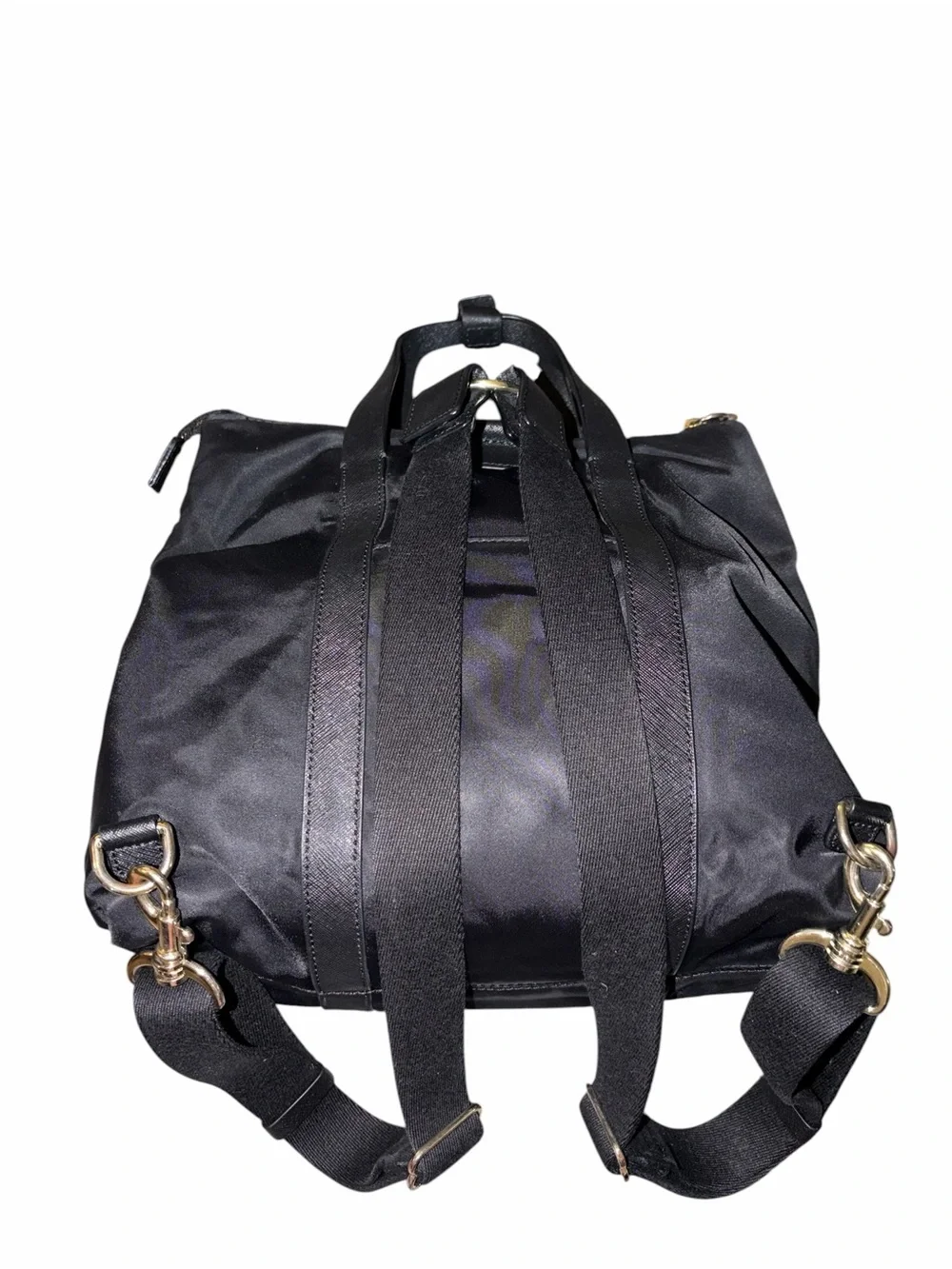 Henri Bendel Jetsetter Convertible Backpack Black Nylon Leather Wardrobe Staple